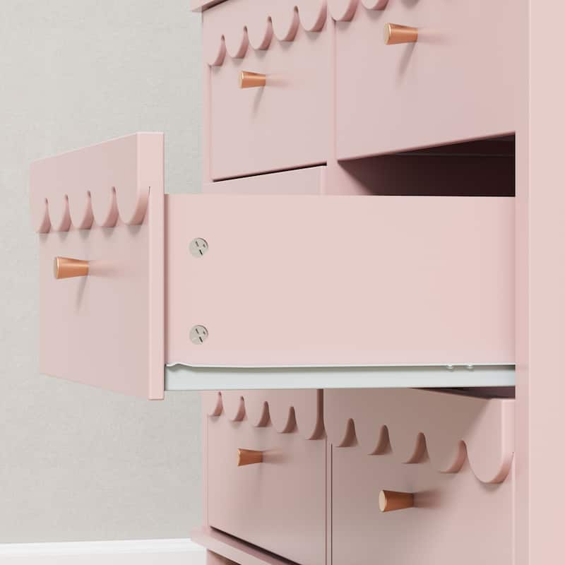 Lace Trim 6-Drawer Dresser with Nightstand Kids' Bedroom Dream Storage