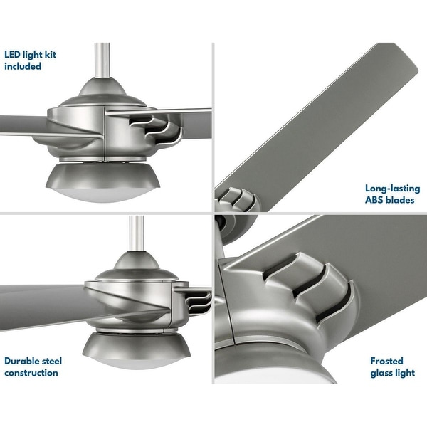 Edwige Collection 3-Blade Painted Nickel 52-Inch DC Motor LED Contemporary Ceiling Fan