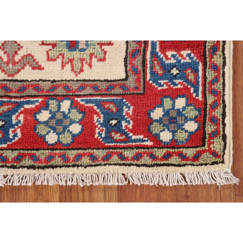 Ivory Kazak Accent Rug Hand-Knotted Wool Carpet - 2'9" x 4'0"