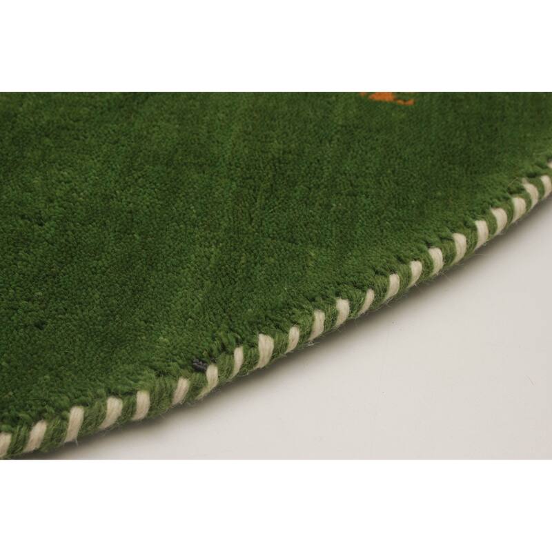 Kashkuli Gabbeh Green Rug 5'0" x 5'0" - 5'0 x 5'0
