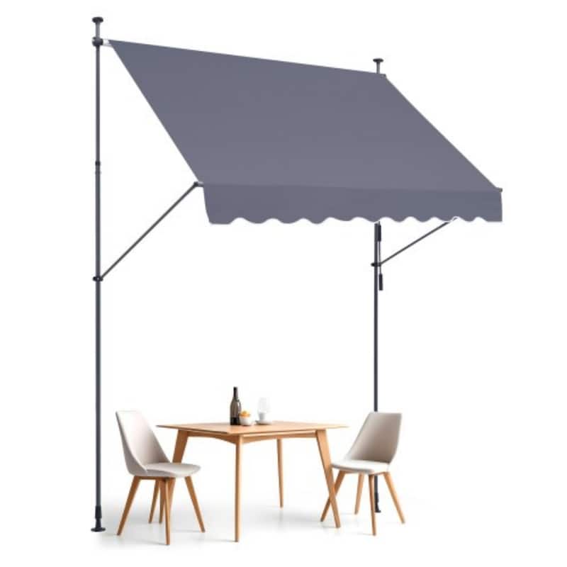 Outdoor Retractable Awning 98x47" Sun Shade Shelter with Crank Arm - 98" x 47" x 122" - Grey