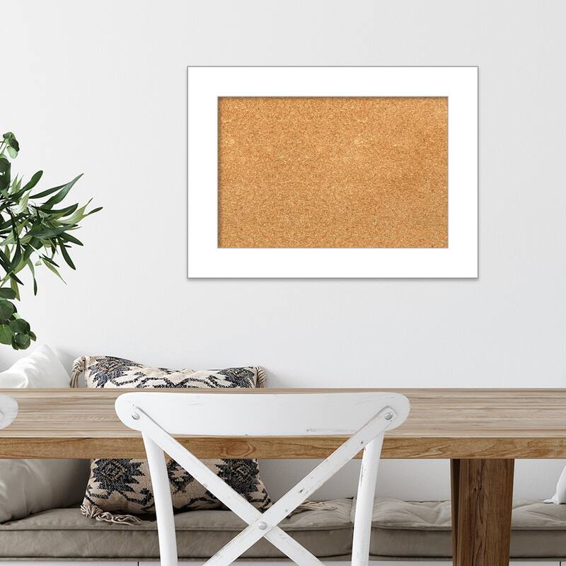Wedge White Framed Cork Bulletin Memo Board