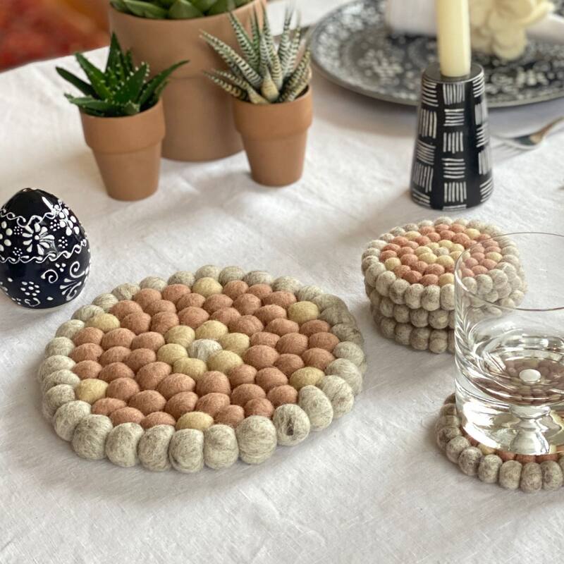 Handcrafted Felt Trivet & Coaster Set, Rose Quartz
