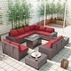 preview thumbnail 2 of 125, Kullavik 13 Pieces Outdoor Patio Furniture Set with Fire Pit Table w/ Wide Armrests