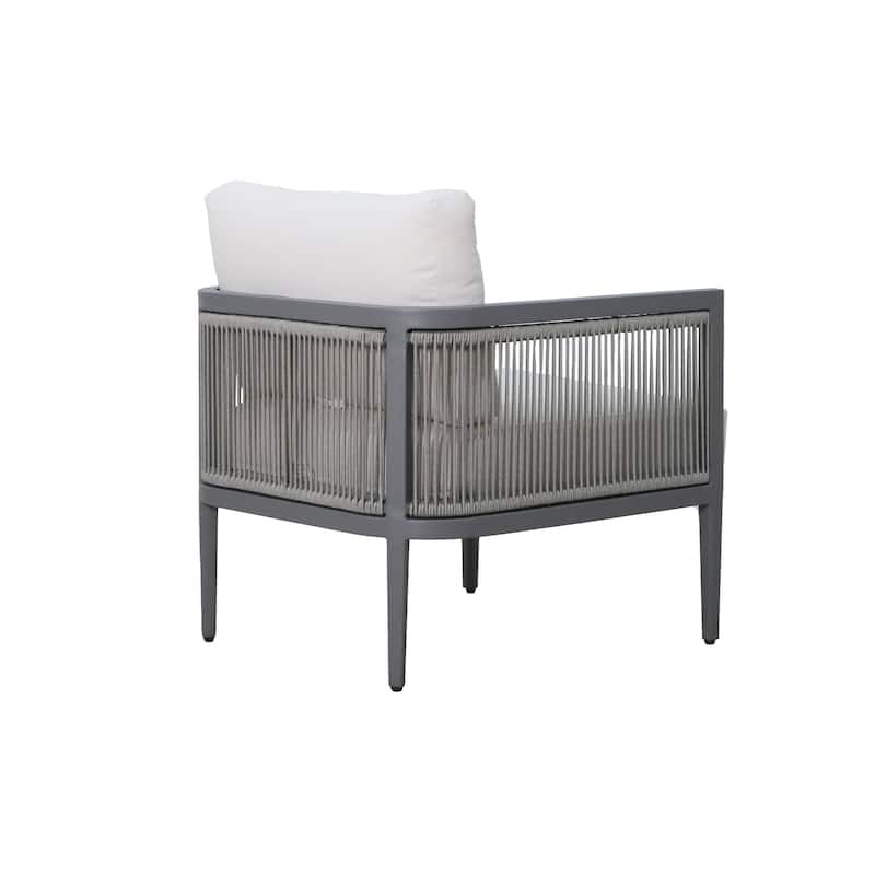 4-Piece Outdoor Patio Deep Seating Set with Gray Cushions