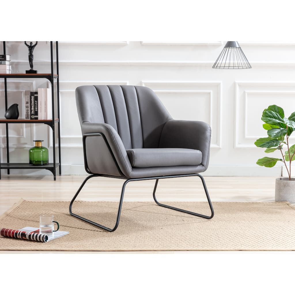 Porthos Home Haco Accent Chair, Microfiber Upholstery, Steel Sled Legs