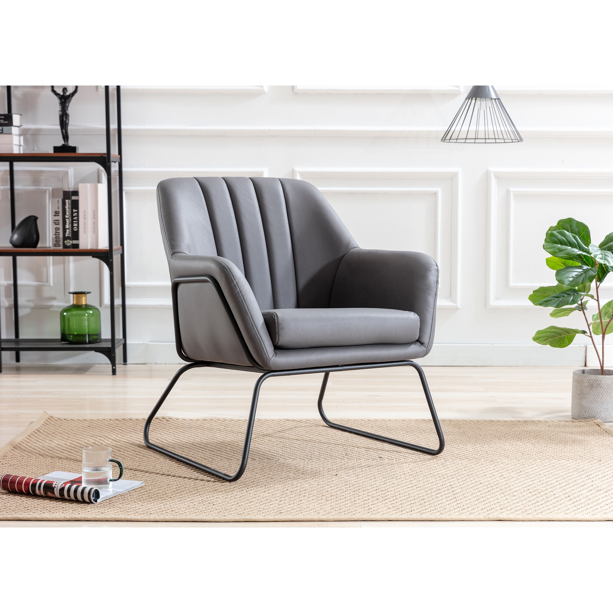 Porthos Home Haco Accent Chair Microfiber Upholstery Steel Sled Legs