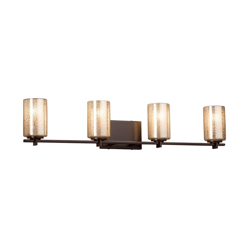 Justice Design Fusion Era 4-light Dark Bronze Bath Bar, Mercury Cylinder - Flat Rim Shade