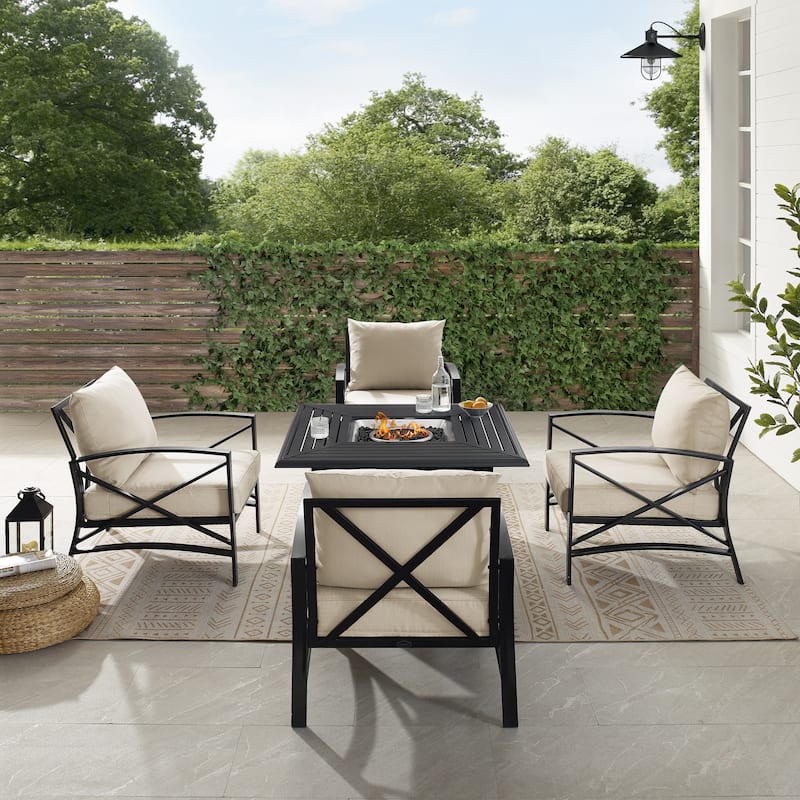 Crosley Kaplan 5Pc Outdoor Chair Set W/ Fire Table - 140 "W x 140 "H x 32 "D