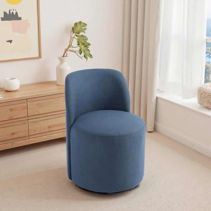 Lumibee 21" W Upholstered Side Dining Chair - Navy-Cotton Linen