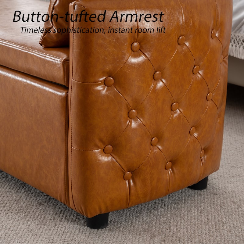 Storage Bench for Bedroom, 60" End of Bed Bench for King Size Bed Modern Upholstered Long Bench with Tufted Arm