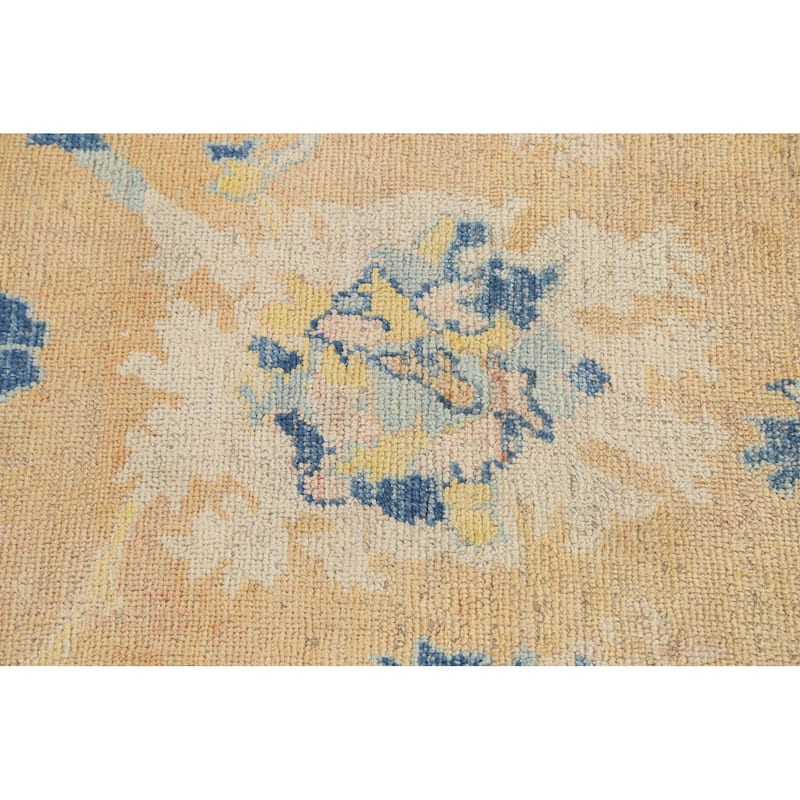 Geometric Turkish Authentic Oushak Oriental Wool Area Rug Handmade - 7'4" x 9'2"