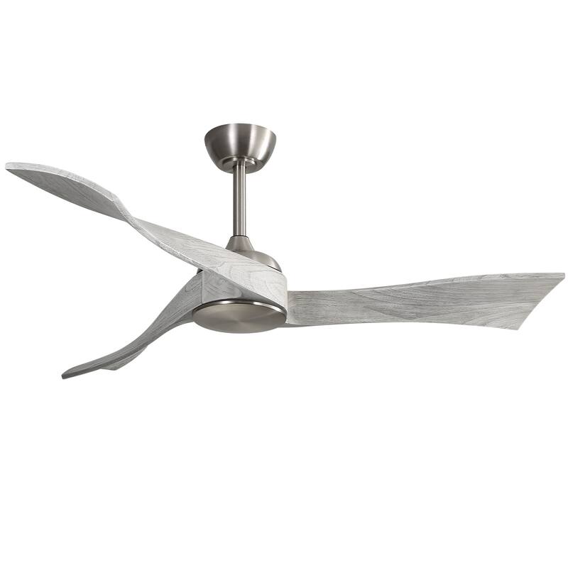 52" Solid Wood Noiseless 3-Blade Ceiling Fans with Dimmable LED Light Optional and Remote, 6-Speed Reversible DC Motor
