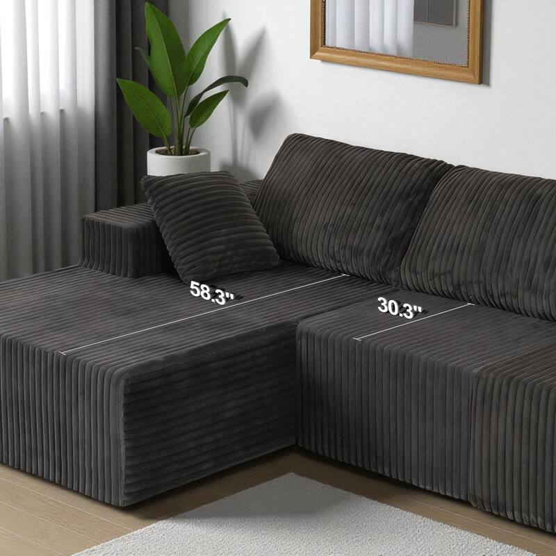 Modern Modular Sectional Sofa with Chaise and Pillows, Deep Seat Cloud L-Shape Couch for Living Room, 3-Seater