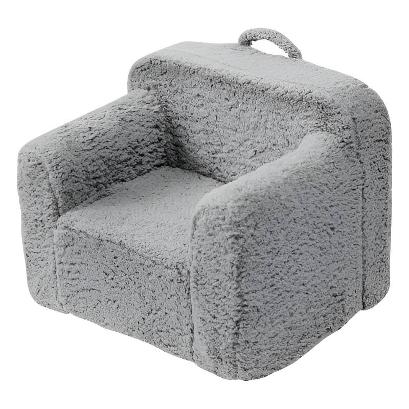 Grey Fleece Sponge Kids Sofa Chair with Strong Support and Zippers - 25” L x 18.11” W x 20.47” H