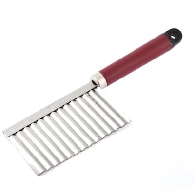 Stainless Steel Potato Chip Vegetable Crinkle Wavy Cutter Slicer - Black,Red,Silver Tone