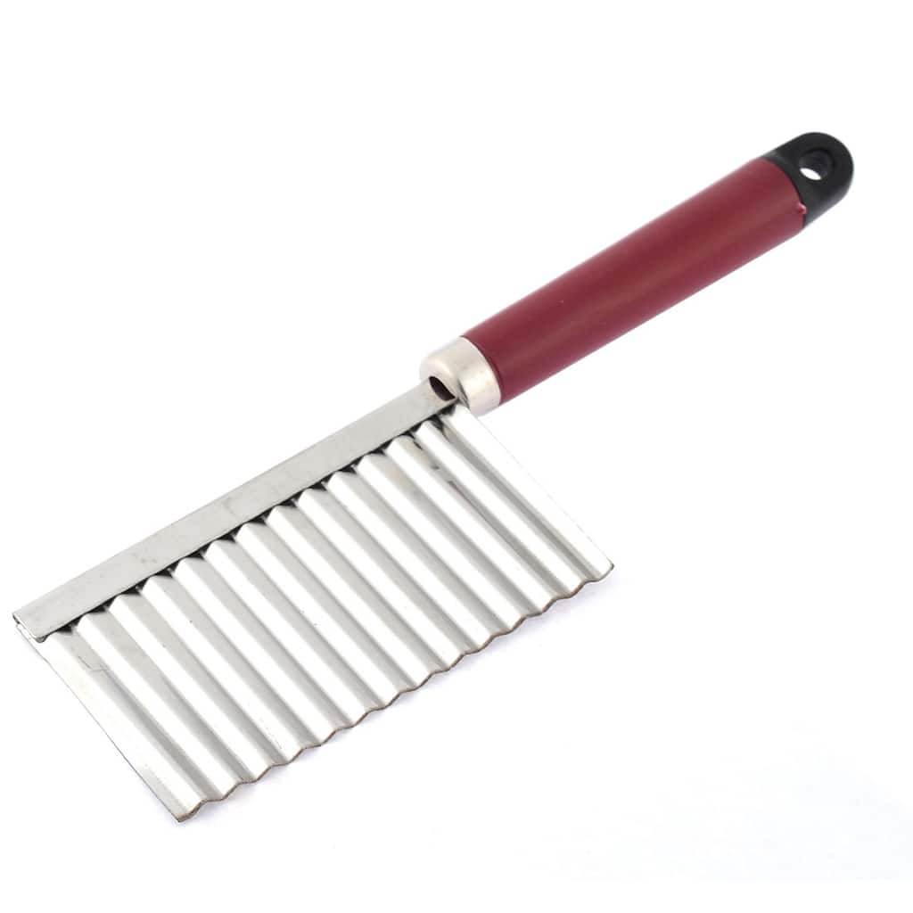 Stainless Steel Potato Chip Vegetable Crinkle Wavy Cutter Slicer - Black,Red,Silver Tone