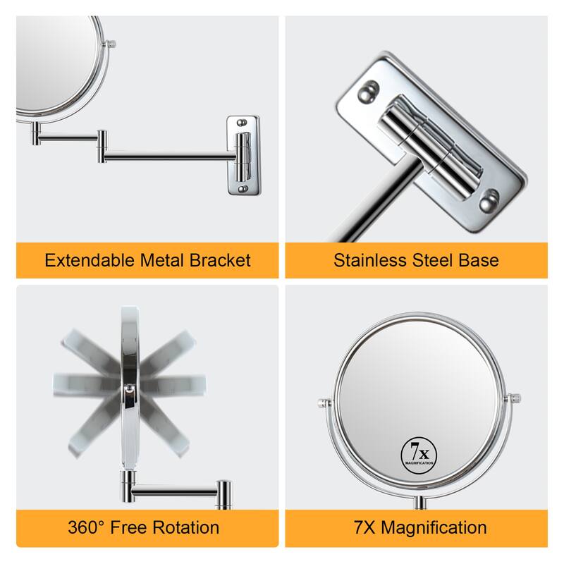 Wall Makeup Mirror Double-Sided Chrome Finish