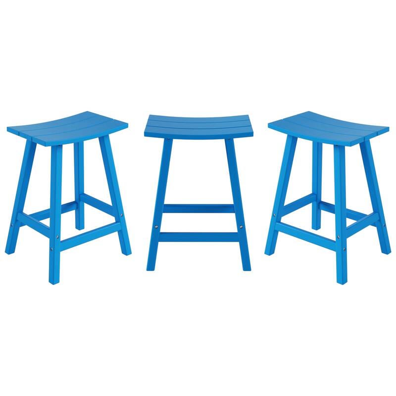 Polytrends Laguna Hdpe All Weather Outdoor Patio 24" Saddle Seat Counter Stool (Set Of 3)
