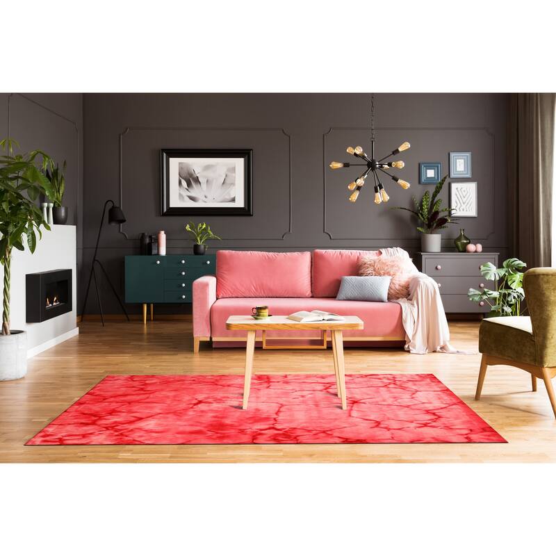 Pink Contemporary Abstract Dip Dyed Area Rug - 3' x 5'