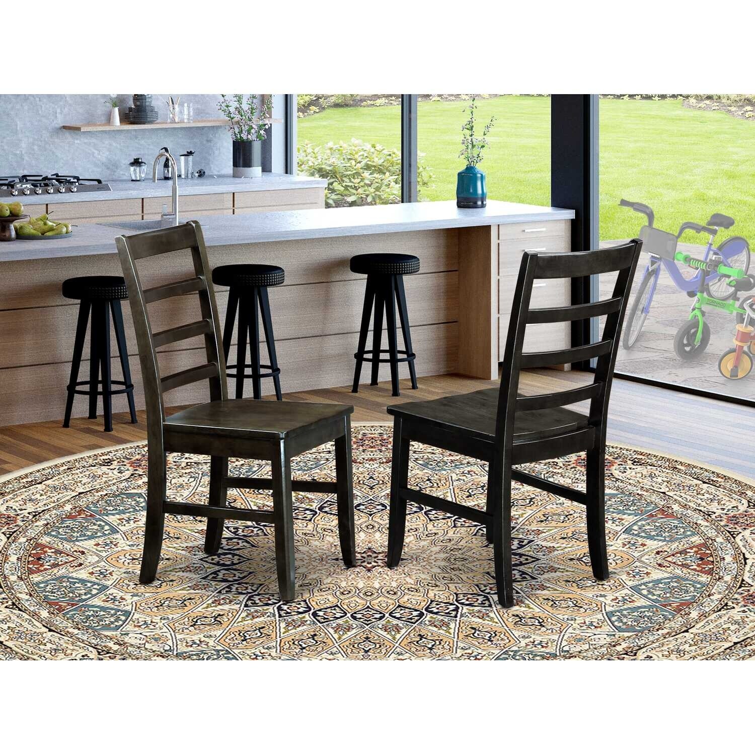 Kitchen Dining Chair - Saddle Brown Wood Seat - Comfortable Back Support