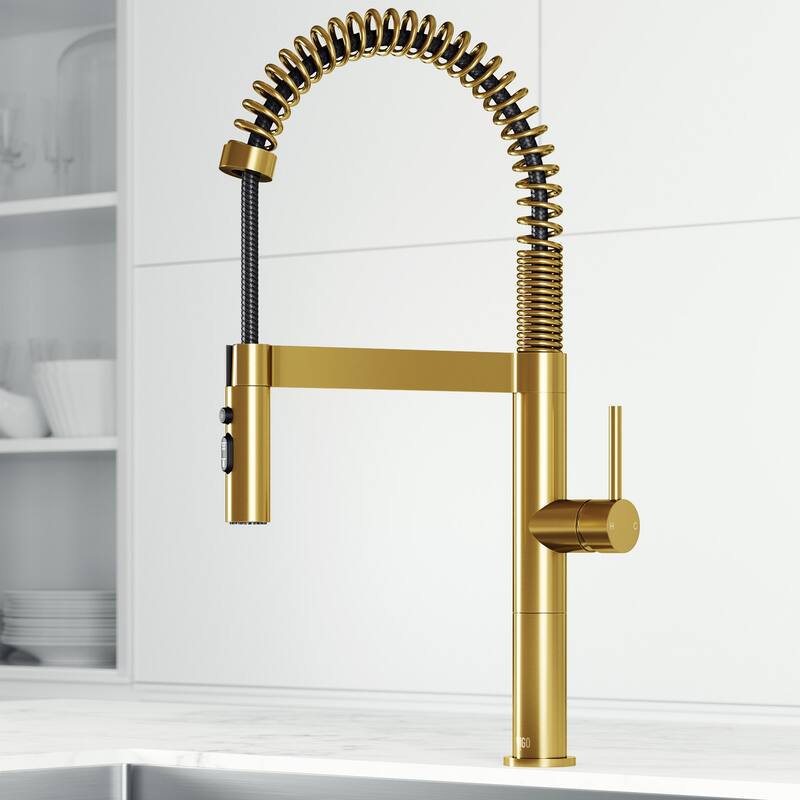 Vigo VG02052 Edison 1.8 GPM 20" H Single Handle Single Hole Pre-Rinse - Matte Brushed Gold