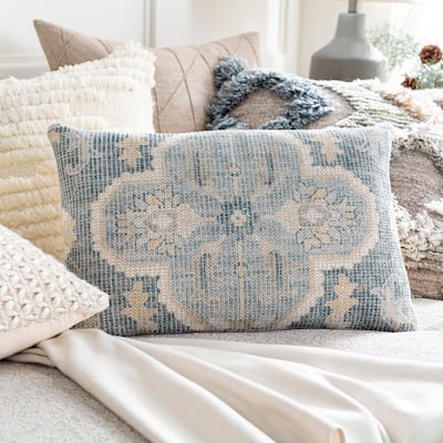Winde Medallion Floral Cotton Blend Throw Pillow
