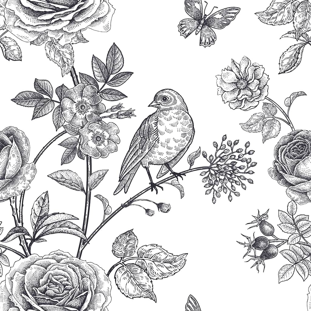 Victorian Garden Roses Removable Wallapper - 24'' inch x 10'ft
