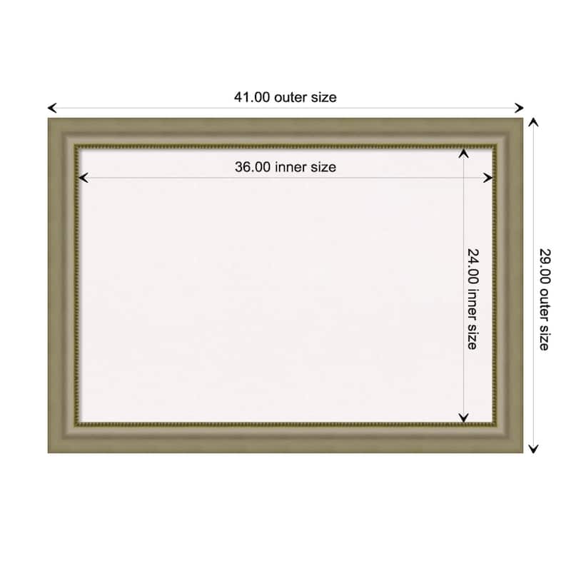 Vegas Silver Wood Framed White Corkboard Bulletin Board - Board Size 36x24