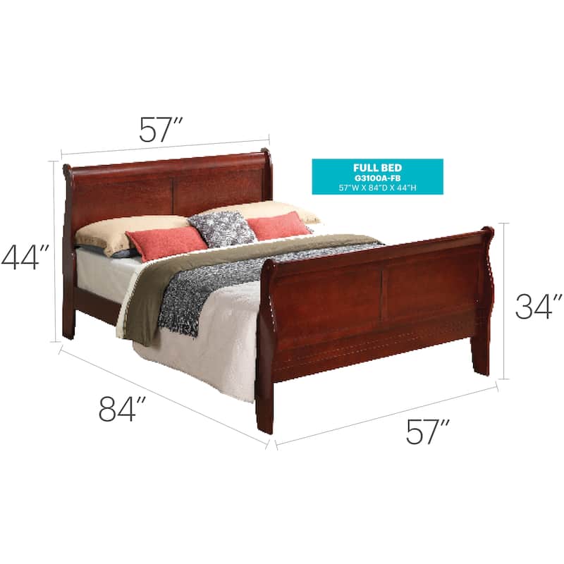 Traditional Full Bed with Cherry Finish, Durable Construction, and Generous Size for Comfort