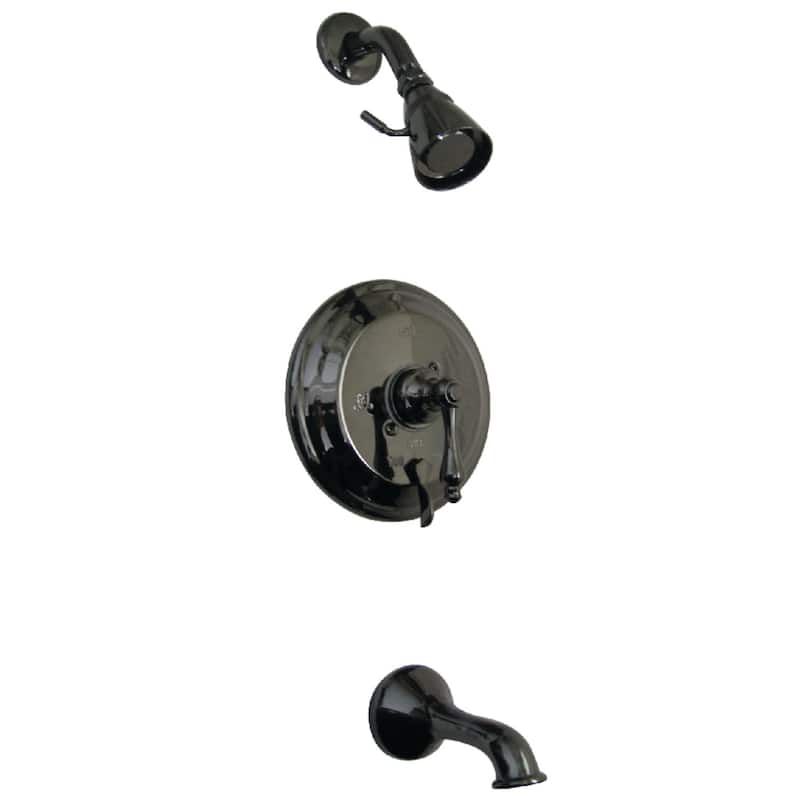 Kingston Brass Water Onyx Tub and Shower Trim Package with 1.8 GPM - Black Stainless Steel