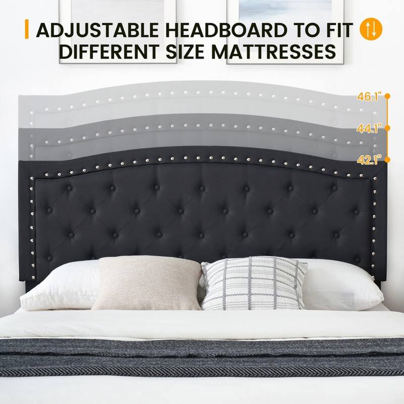 Bed Frame with Button Tufted Headboard