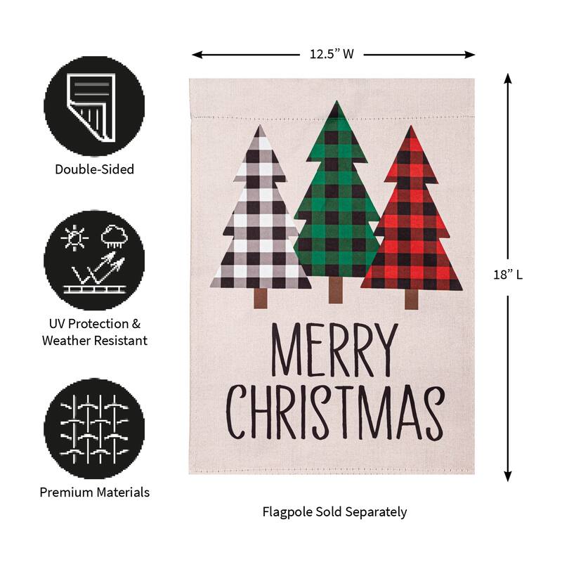 Mixed Pattern Trees "Merry Christmas" Garden Suede Flag, SNL