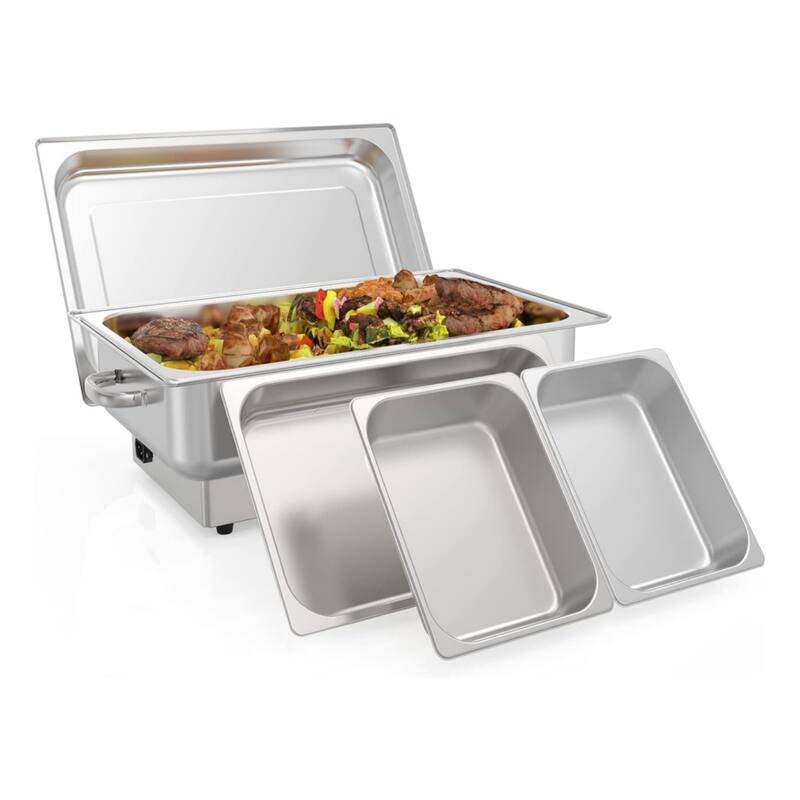 Electric Chafing Dishes 9QT Stainless Steel Chafers and Buffet Warmers Sets with1 Full-Size Pan 2 Half-Size Pan - 1 1/1 + 2 1/2 - 1 1/1 + 2 1/2