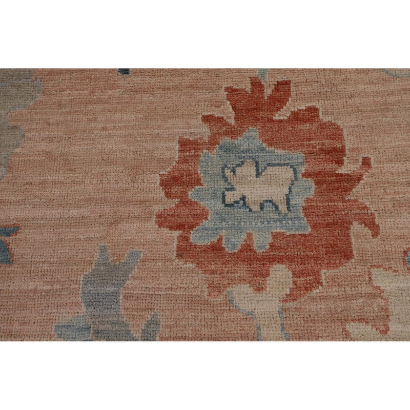 Oushak Turkish Area Rug Handmade Pink Vegetable Dye Wool Carpet - 9'2"x 11'8"