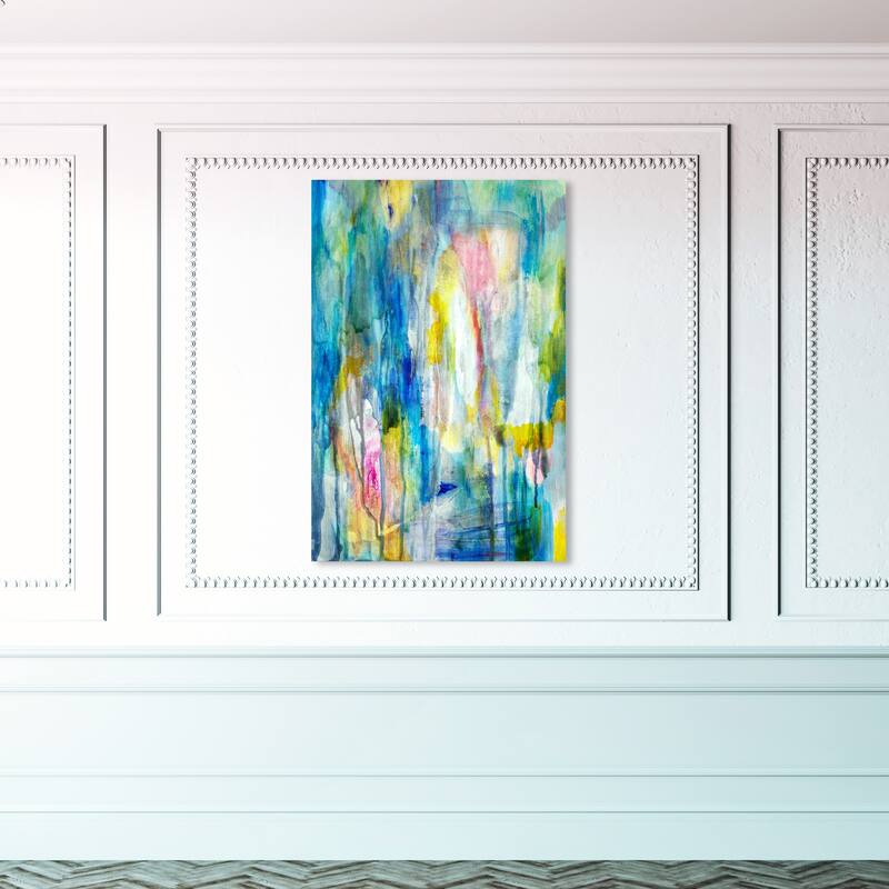 Wynwood Studio Canvas Abstract Rain and Fireworks Blue and Modern & Contemporary Wall Art Canvas Print - 45 x 30