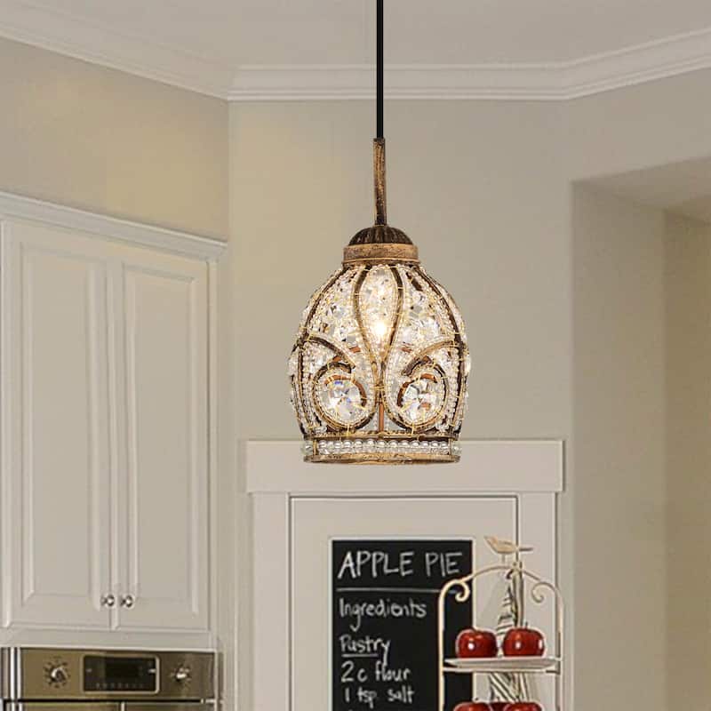 Telder Antique Finish Crystal Scroll Pendant Ceiling Lamp