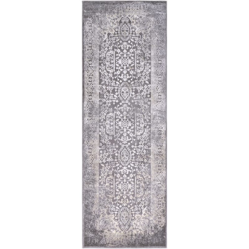 Livabliss Transitional Tibetan Medallion Area Rug - 2'7" x 12' - Grey