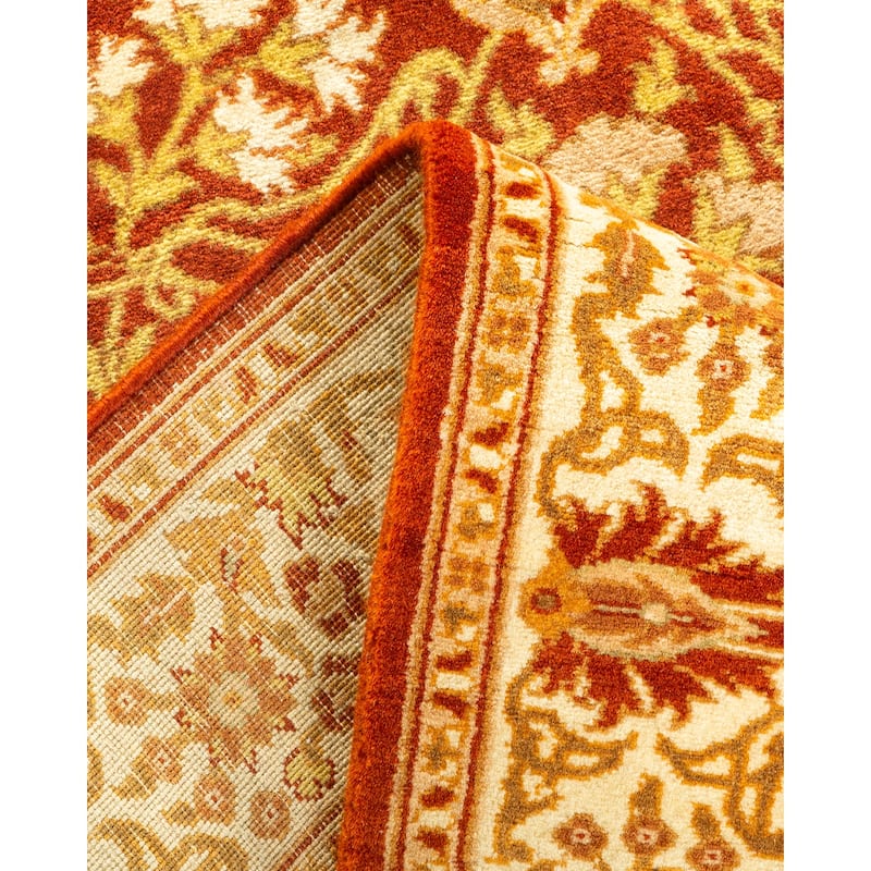 Overton Hand Knotted Wool Vintage Inspired Traditional Mogul Orange Runner Rug