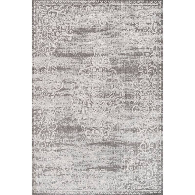 JONATHAN Y Brooklyn Filigree Medallion Area Rug - 4 X 6 - Light Gray/Cream
