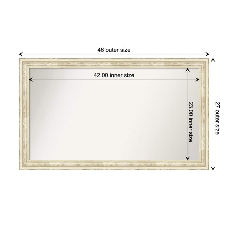 Country White Wash Framed Non-Beveled Custom Wall Mirror, Bathroom Vanity Mirror - Outer Size: 46.5 x 27.5