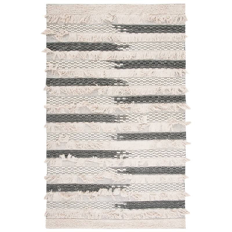 SAFAVIEH Handmade Natura Jaidyn Stripe Rug - 6' Square - Beige/Grey