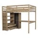 preview thumbnail 14 of 18, Wood Full Size Loft Bed with Built-in Wardrobe, Desk, Storage Shelves and Drawers