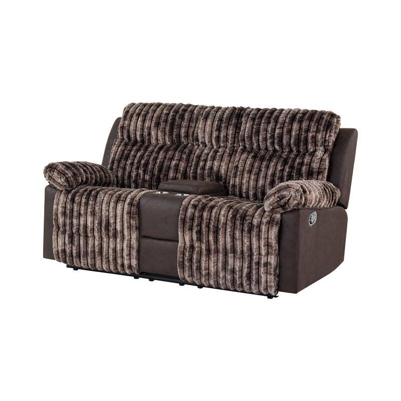 Brown Console Reclining Loveseat