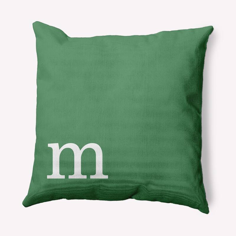 Modern Monogram Indoor/Outdoor Throw Pillow-M - 18" x 18" - Sage