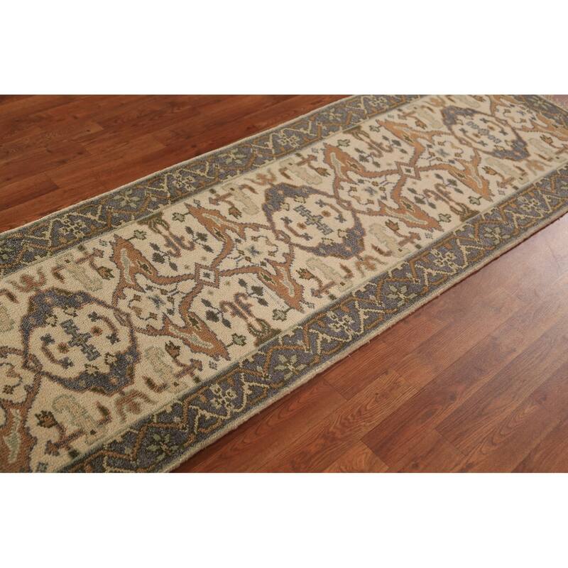 Oushak Indian Runner Rug Handmade Wool Carpet - 2'7"x 7'7"