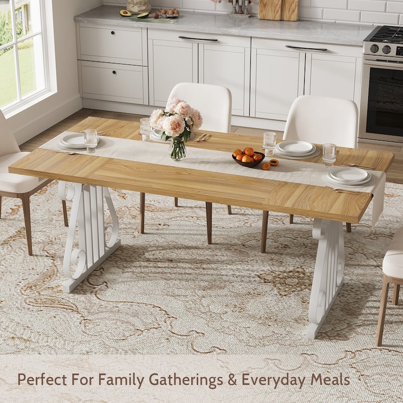 Rossetta Modern 70.9" Rectangular Faux Marble Top Dining Table with Adjustable Feet and Metal Frame