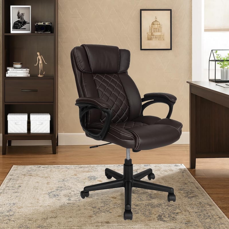 Faux Leather, Diamond-Stitch Padding, Executive Office Chair