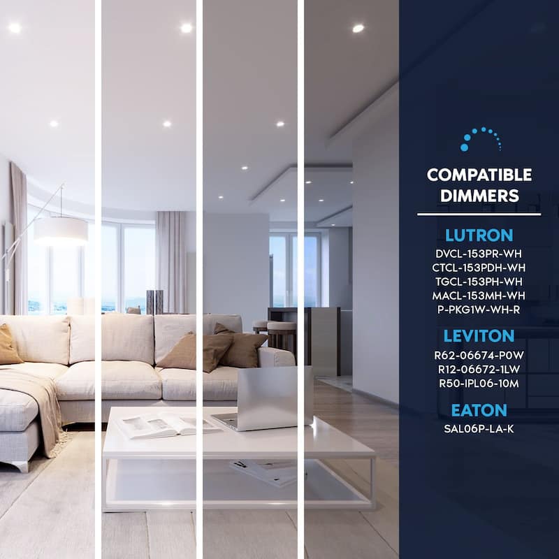 Luxrite 3" LED Recessed Ceiling Light J-Box 10W 5 Color Selectable 800LM Dimmable Wet Rated IC Rated ETL 6 Pack - 6 Pack