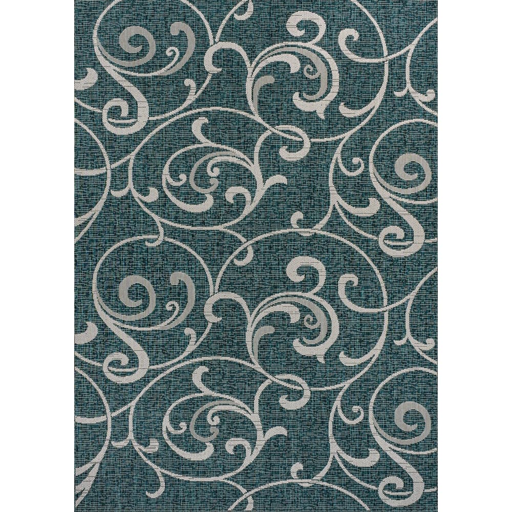 JONATHAN Y Isla Traditional Classic All-Over Scroll Green/Cream Indoor/Outdoor Area Rug